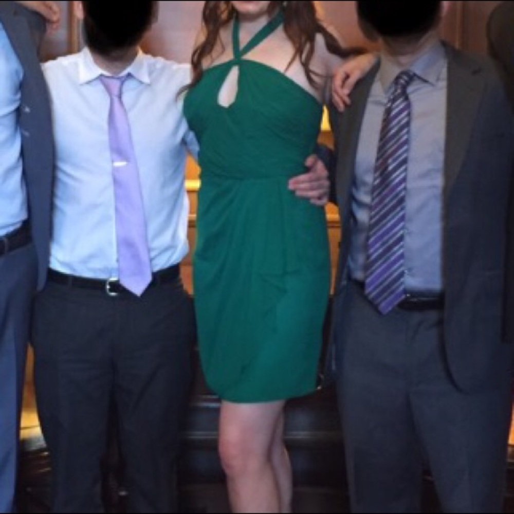 Emerald green halter keyhole cocktail dress